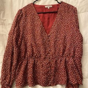 Madewell red flowey shirt